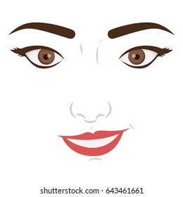 white background with smiling female face vector illustration