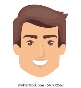 white background of smiling man face with short hair style vector illustration