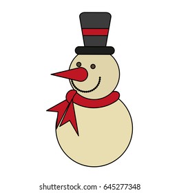 white background with snowman with scarf and hat