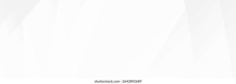 White background with soft curtains and subtle textured design. A geometric background of white and light grey gradients. The shapes are mostly triangles that create depth and texture in the banner.
