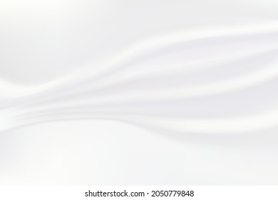 Fondo blanco con ondas suaves. Textura de lujo realista. Ropa de seda limpia. Ilustración vectorial para su diseño.