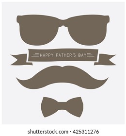 White background with some hipster icons for father's day celebrations