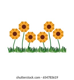white background with sown of abstract sunflowers vector illustration