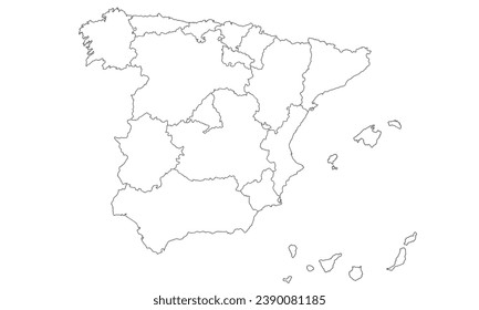 white background of spain map with line art design, perfect for office, company, school, social media, advertising, sales, printing and more