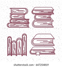 white background with sparkles and silhouette set books office vector illustration