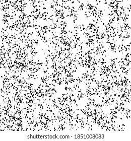 White background sprinkled with dots and dashes. Flecked irregular pattern.