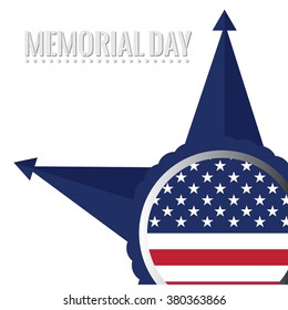 White background with a star and a banner for memorial day