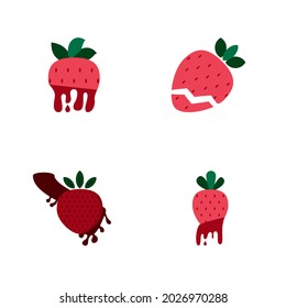 white background strawberry logo set