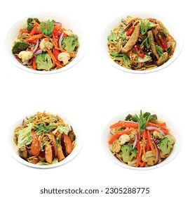 White background with a striking 3D wok icon, adorned with an assortment of ingredients representing the versatility of Asian cuisine.