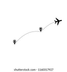 White background with stroke lines and airplane