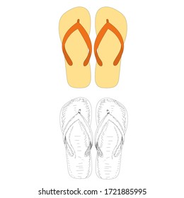 white background, summer slippers flat style