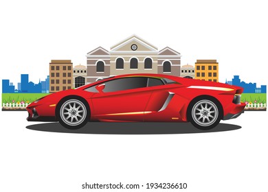White background supercar vector picture Building, illustration
