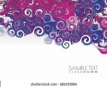 White background with swirly pattern. Colorful backdrop. Vector isolated illustration. A?rylic paint art.