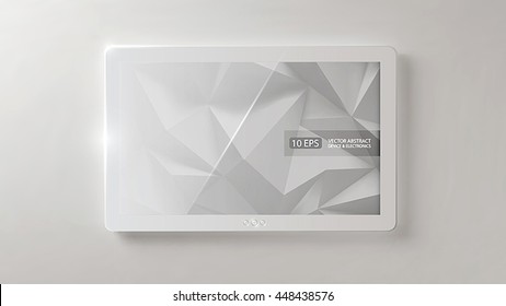 White background with a tablet pc