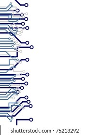 White background with an technology design on the left
