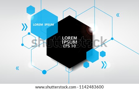 white background technology hexagon line template 