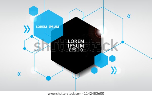 white
background technology hexagon line template
