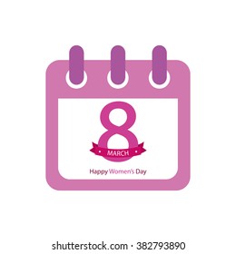 White background with text and a calendar for women's day