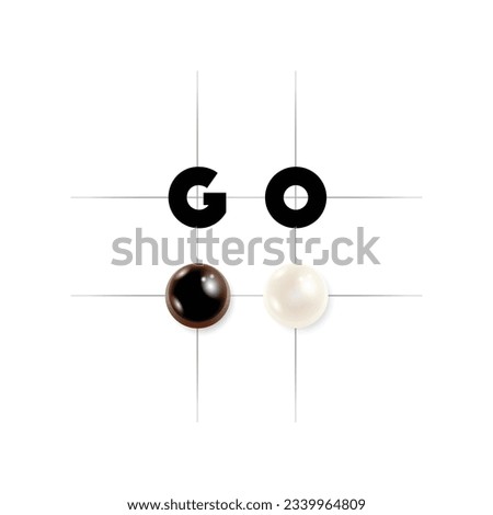White background with text and four stones for GO game