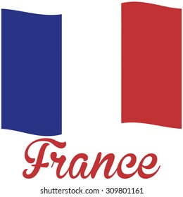 White background with text and the french flag. Vector illustration