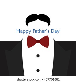 White background with text, men's clothes and a mustache icon