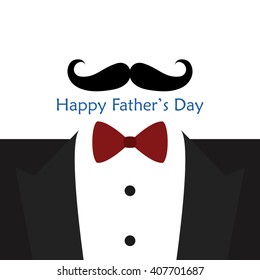 White background with text, men's clothes and a mustache icon