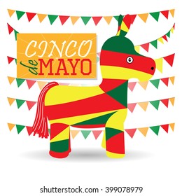 White background with text, ornaments and a donkey toy