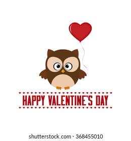White background with text and an owl for valentine's day