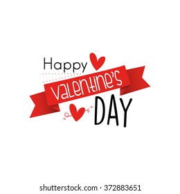 White background with text and a ribbon for valentine's day