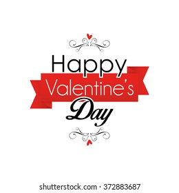 White background with text and a ribbon for valentine's day