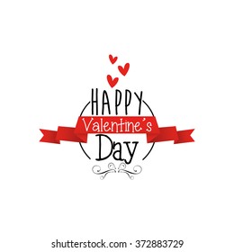 White background with text and a ribbon for valentine's day