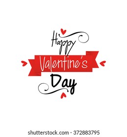 White background with text and a ribbon for valentine's day