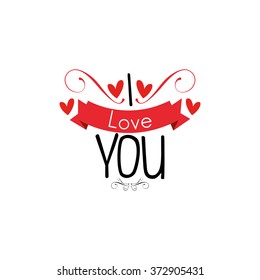 White background with text and a ribbon for valentine's day