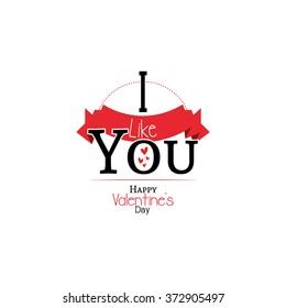 White background with text and a ribbon for valentine's day
