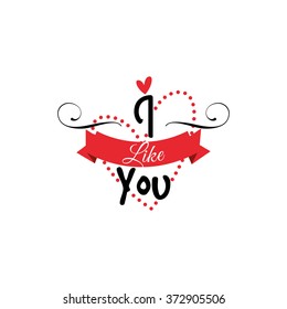 White background with text and a ribbon for valentine's day