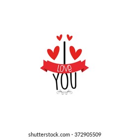 White background with text and a ribbon for valentine's day