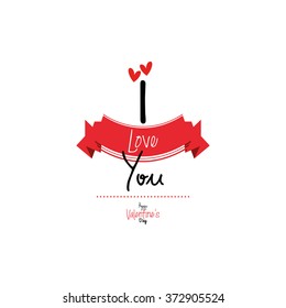 White background with text and a ribbon for valentine's day