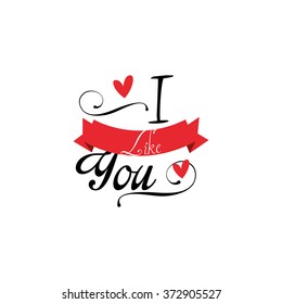 White background with text and a ribbon for valentine's day