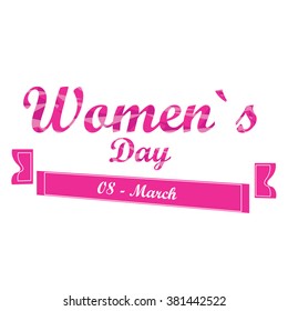 White background with text and a ribbon for women's day