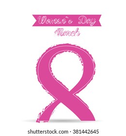 White background with text and a ribbon for women's day