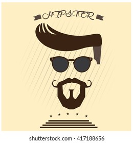 White background with text and some hipster icons like glasses, a beard and a mustache
