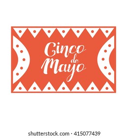 White background with text and traditional elements for cinco de mayo celebrations