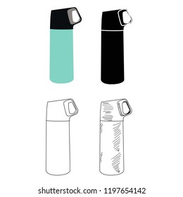 white background, a thermos for tea