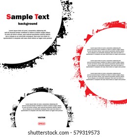 White background with three black grunge circles and sample text
