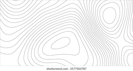 White background topography contour map with black curve lines .luxury topographic wavy pattern and geographic grid map design .
