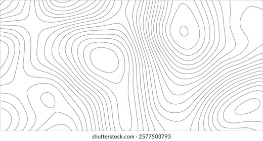 White background topography contour map with black curve lines .luxury topographic wavy pattern and geographic grid map design .
