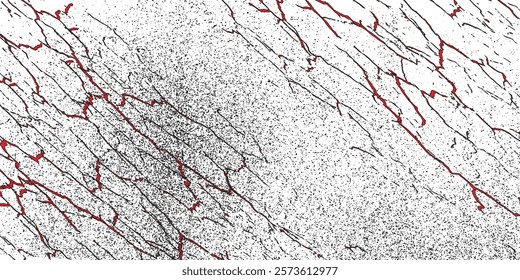 White background with touches of red and black cracks on a modern backdrop. grunge dirty powder. for slide images, posters and wallpapers.

