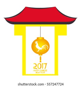 White background with a traditional building, Chinese new year vector illustration