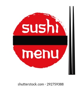 White background with traditional elements for a sushi menu. Vector illustration