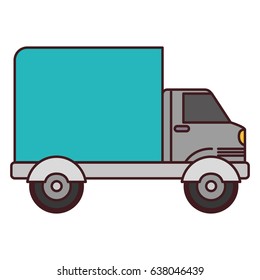 white background with truck with wagon and black contour vector illustration